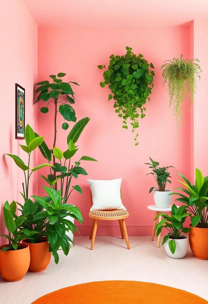 A Pop of Green: ​Indoor Plants That Add Life to the Tangerine and Pink Theme