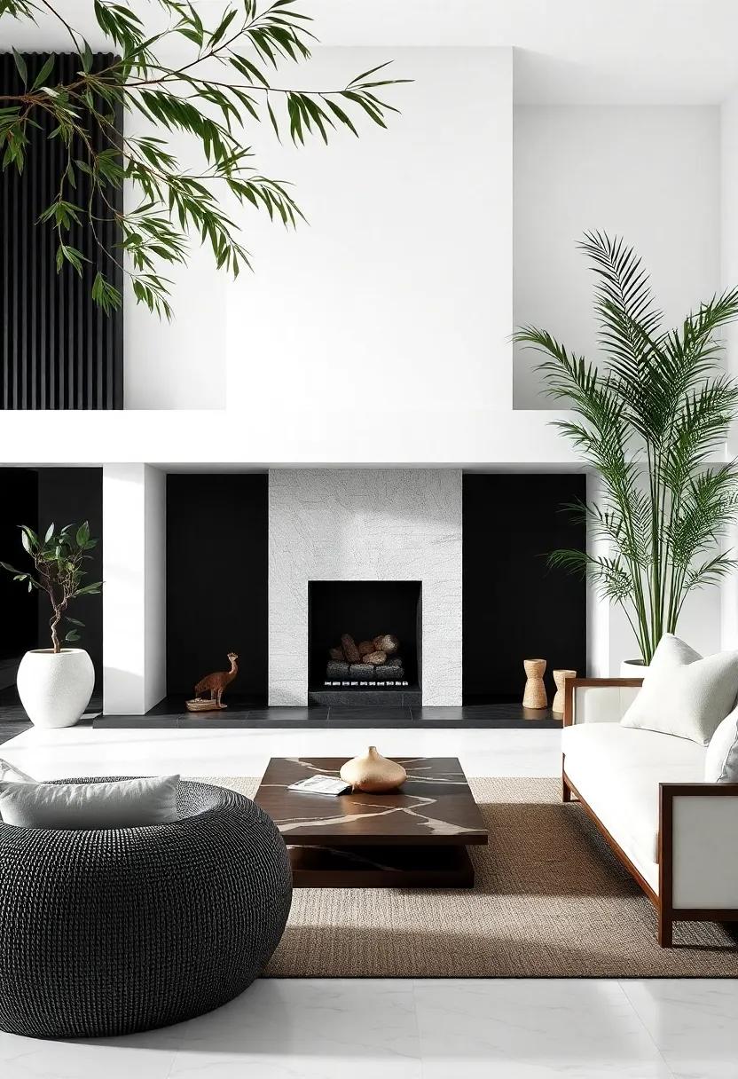 Nature-Inspired⁤ Elements:⁢ Bring ​in natural ⁢black or ivory ‌elements, such⁢ as an ivory stone fireplace or black bamboo accents, to ​create a ⁤sense of harmony​ between indoor ⁢and outdoor‌ environments