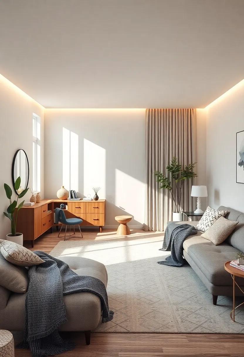 Pathways⁢ and Flow: Arrange furniture to ‌create⁢ a seamless ⁣flow ⁢that allows⁣ movement and⁢ maximizes the space without ⁤feeling cramped