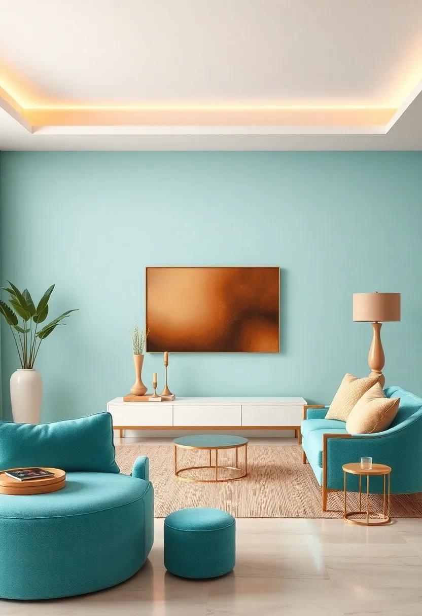 How to Showcase‌ Artwork Against Turquoise and Beige Backdrops