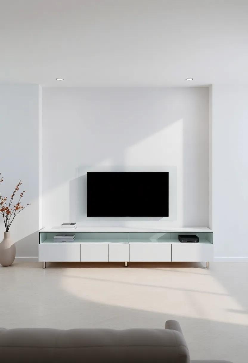 Minimalist⁣ Magic: Embracing Simplicity with Glass-Embedded TV‌ Units