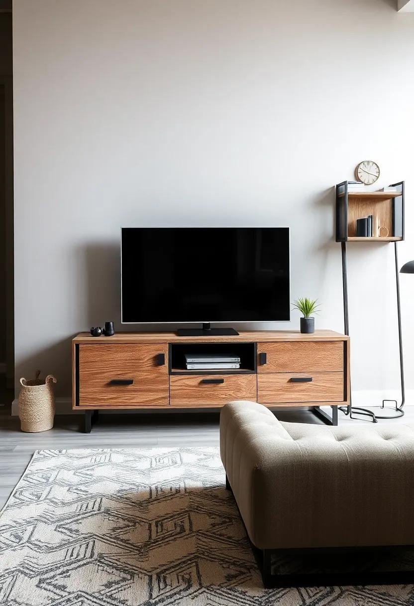 Industrial Edge: Add a⁣ touch of urban chic with an industrial-inspired TV unit featuring metal accents and ‌a raw wood finish, offering ⁣both style and ⁤durability