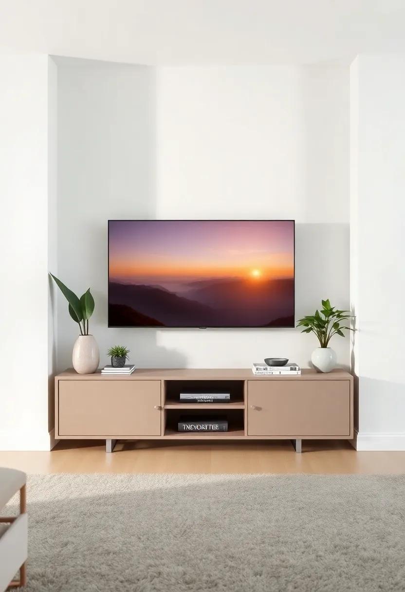 Console Chic: Choose a⁤ stylish console table that complements your⁣ TV while offering a perfect surface for decor pieces,books,or even plants‌ for added life