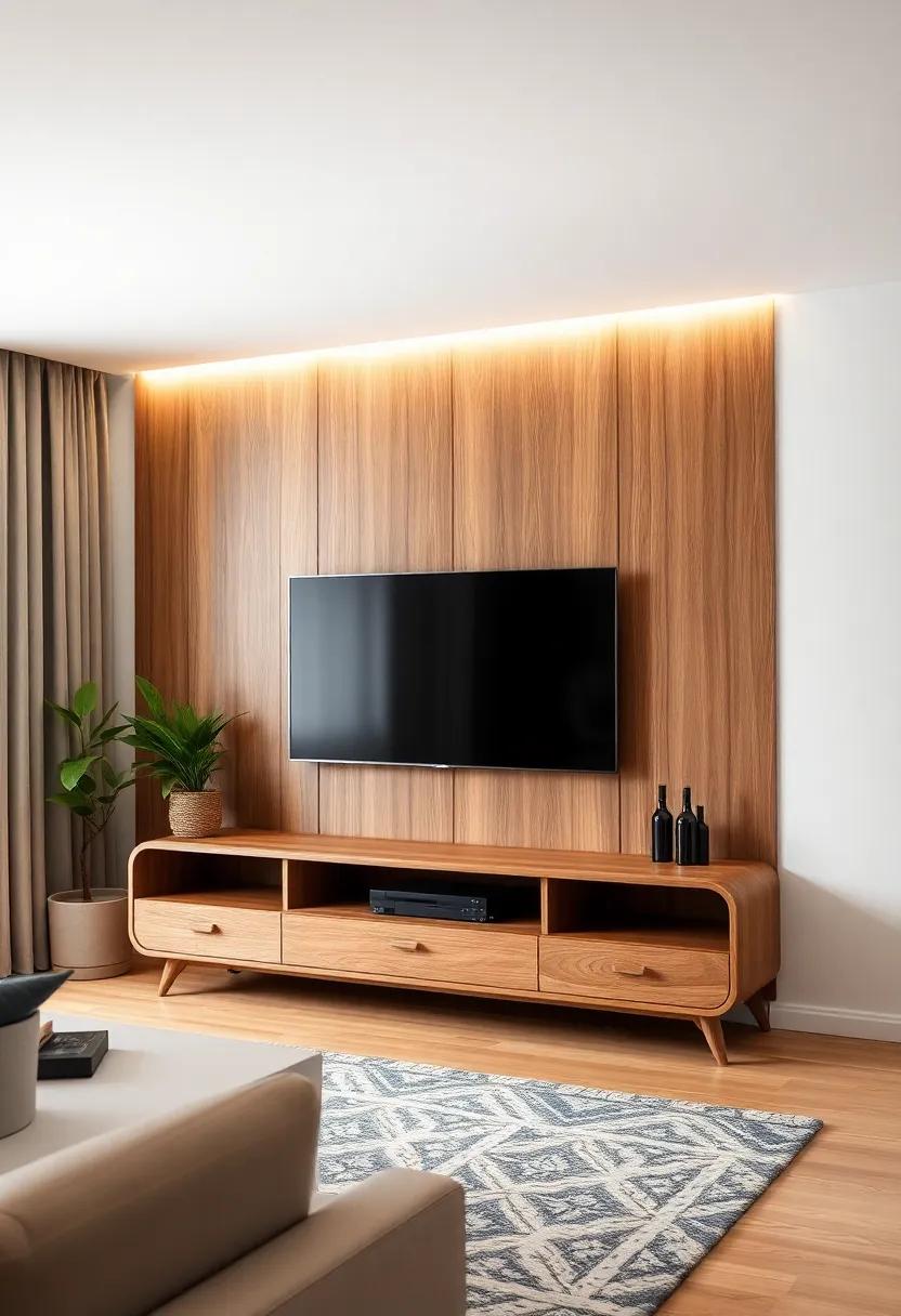 Corner Comfort: Maximize space by utilizing corners with an intelligently designed TV‍ unit that fits ​snugly, ⁤featuring rounded edges and a rich wood finish to warm up your living area