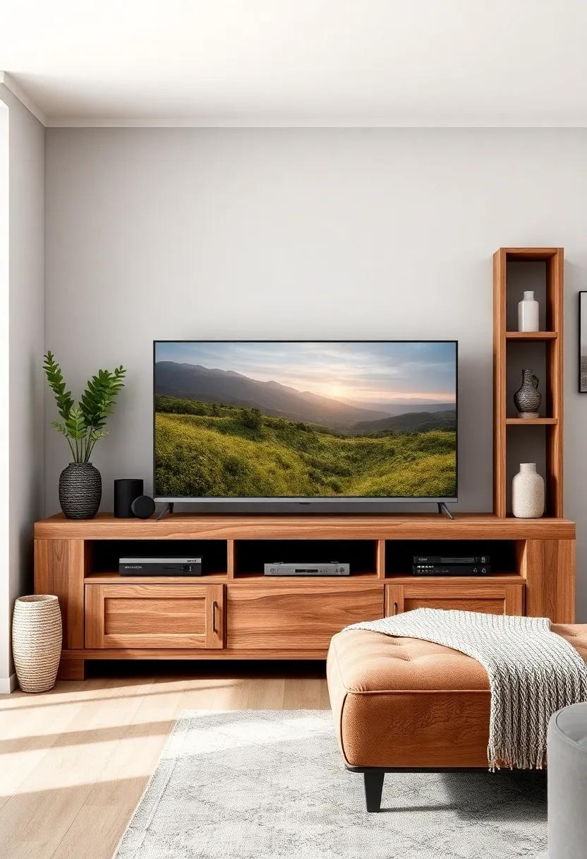 Rustic retreat: Create‍ a warm atmosphere with a reclaimed wood TV unit that⁢ infuses your space with character ⁢and charm,all while ⁢featuring practical storage options