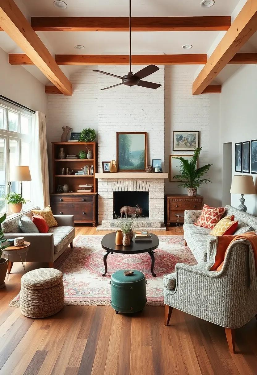Charming Living Rooms Filled With Vintage Treasures​ and Eclectic Furnishings