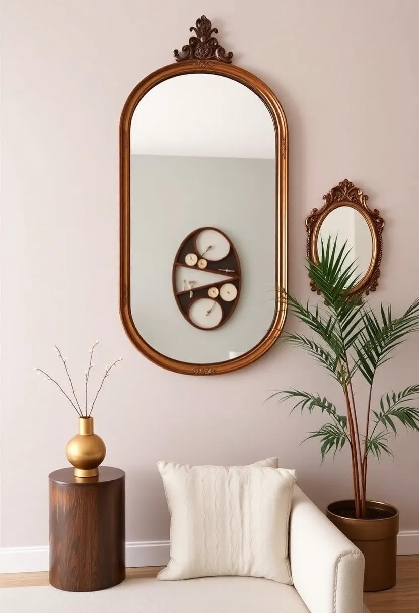 Bringing Retro Flair: Accent Walls and Vintage Mirrors Combined