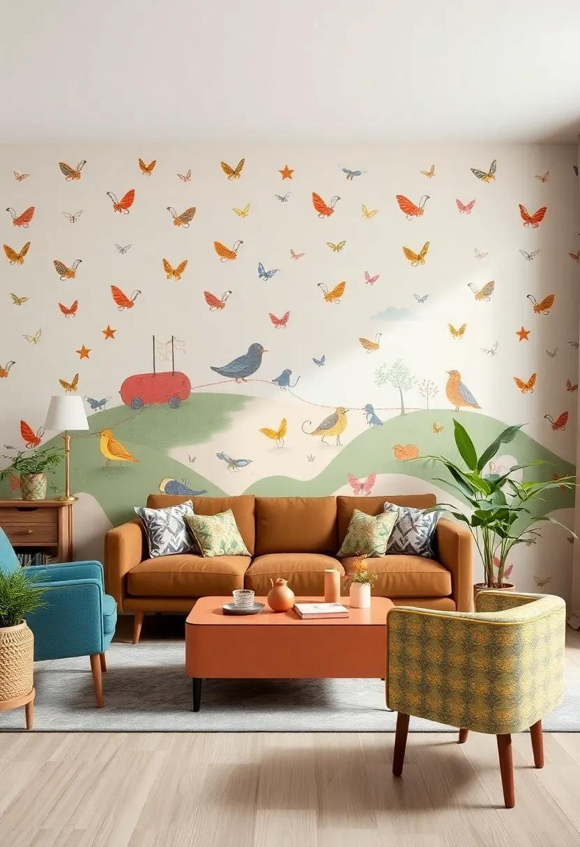 Whimsical Whimsy: Infuse your⁢ living room with charm​ through whimsical and fun designs⁣ featuring⁣ playful characters‍ and⁣ lively scenes