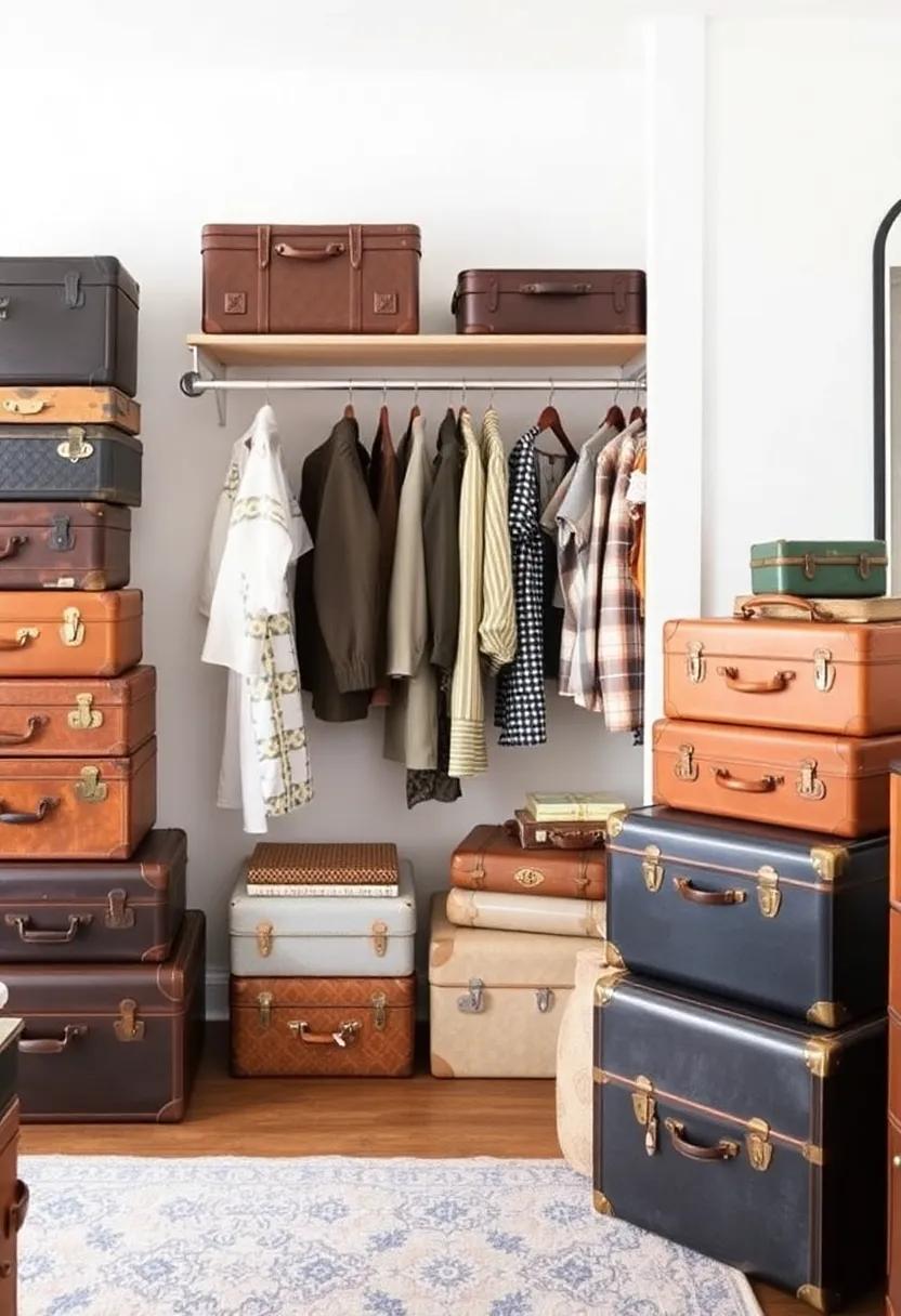 Vintage Luggage ‍Collections: Showcase vintage suitcases as ⁣part of your wardrobe design for a ⁤unique storage ‍solution that also serves as a⁤ nostalgic decor element