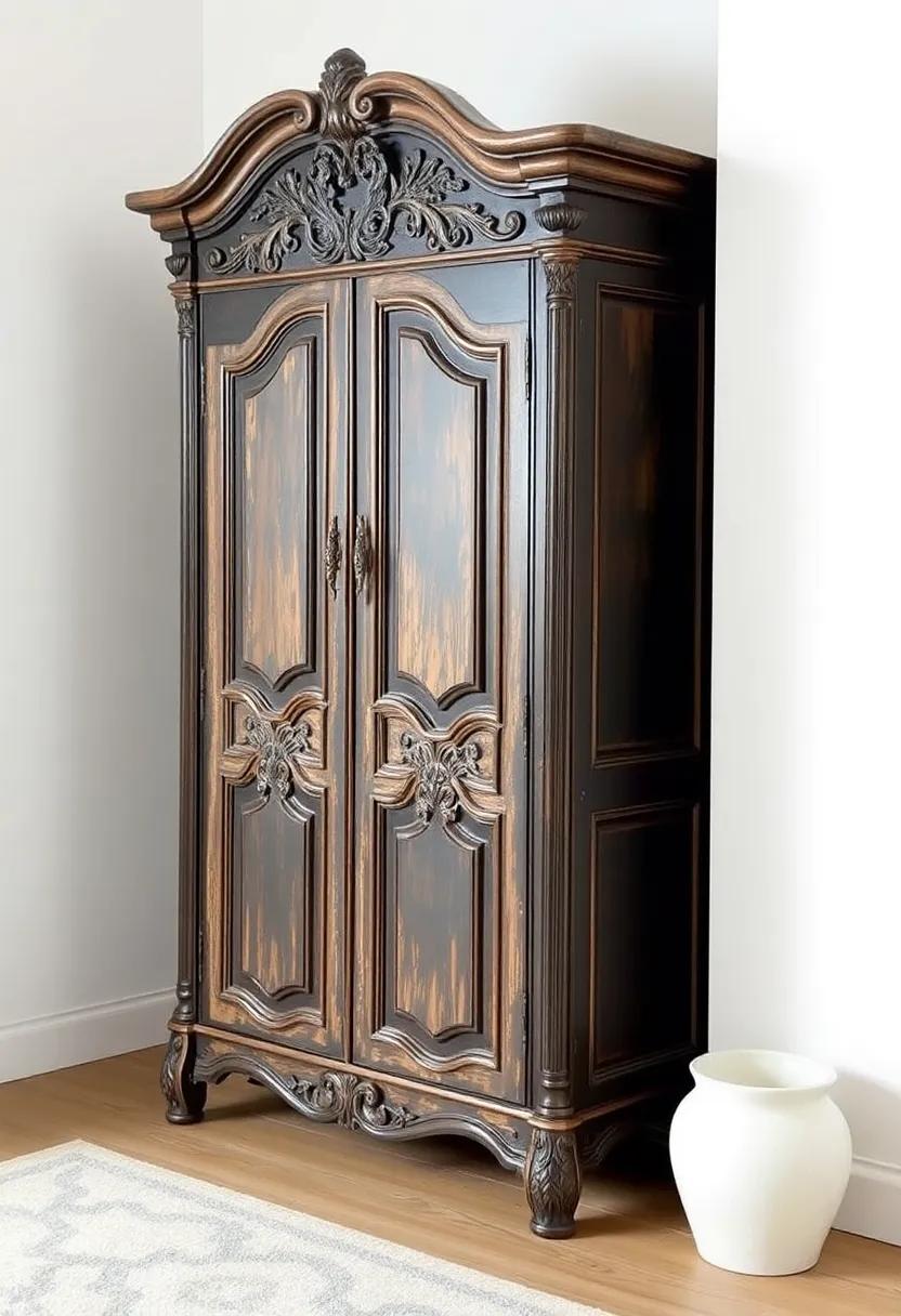 Vintage-Inspired Armoire: Infuse character into your space⁢ with a vintage-style armoire, ⁢featuring intricate carvings and distressed paint that tells a story of timeless elegance