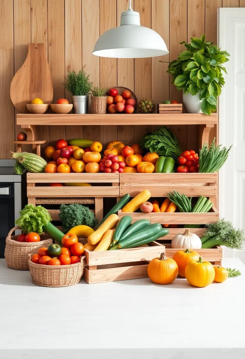 Farm-Fresh Produce Displays: Create a visually appealing display of fruits and vegetables in baskets or wooden⁣ crates to ⁤celebrate fresh ingredients