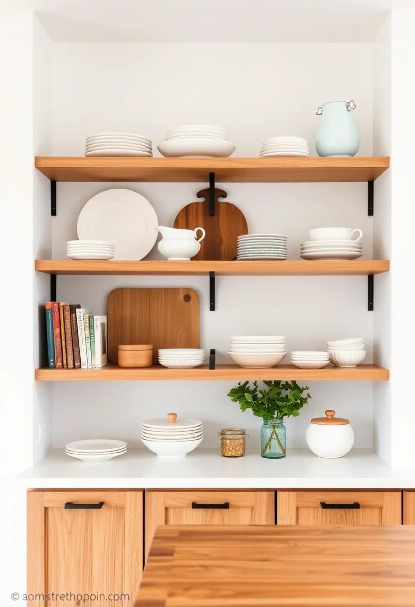 Open Shelving:⁣ Showcase your favorite dishware and cookbooks on open shelves for a practical yet stylish approach to storage