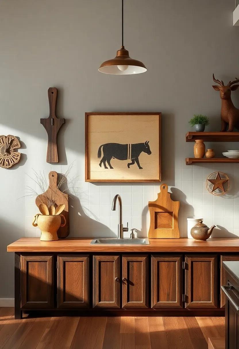 Personalized Wall Art: Include rustic wall art or family heirlooms that tell a story and make the kitchen uniquely yours