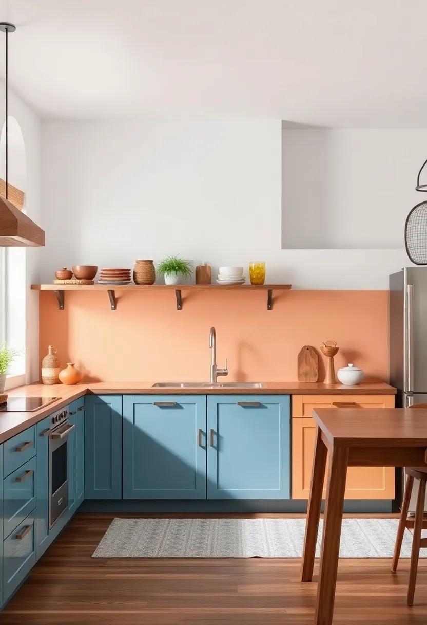 A Splash of Color: Utilize bold hues through cabinetry or an accent wall to ​invigorate ​the space while complementing traditional Western tones