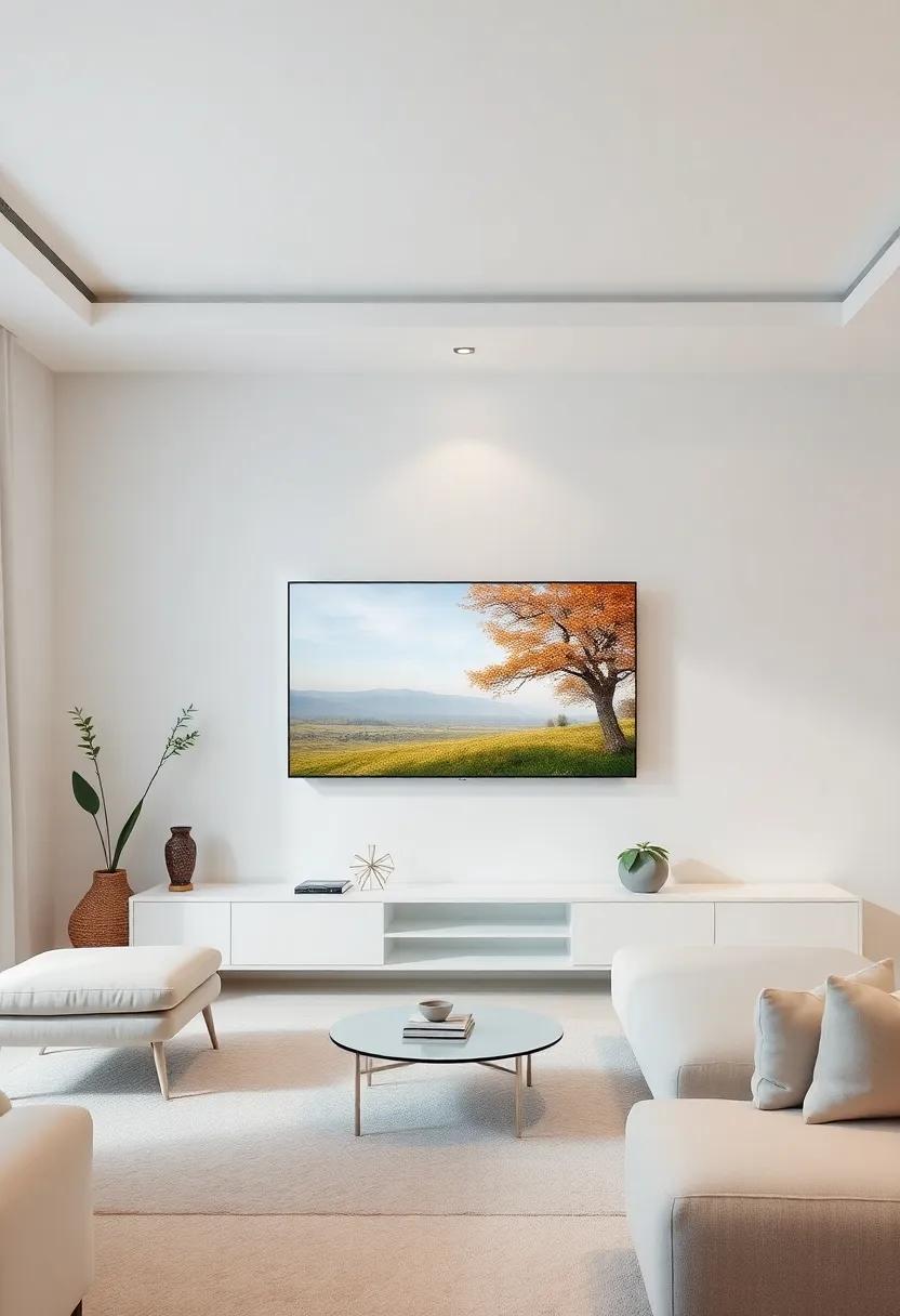 Welcoming Atmosphere: The⁣ Inviting Nature of White TV Walls in Living Rooms