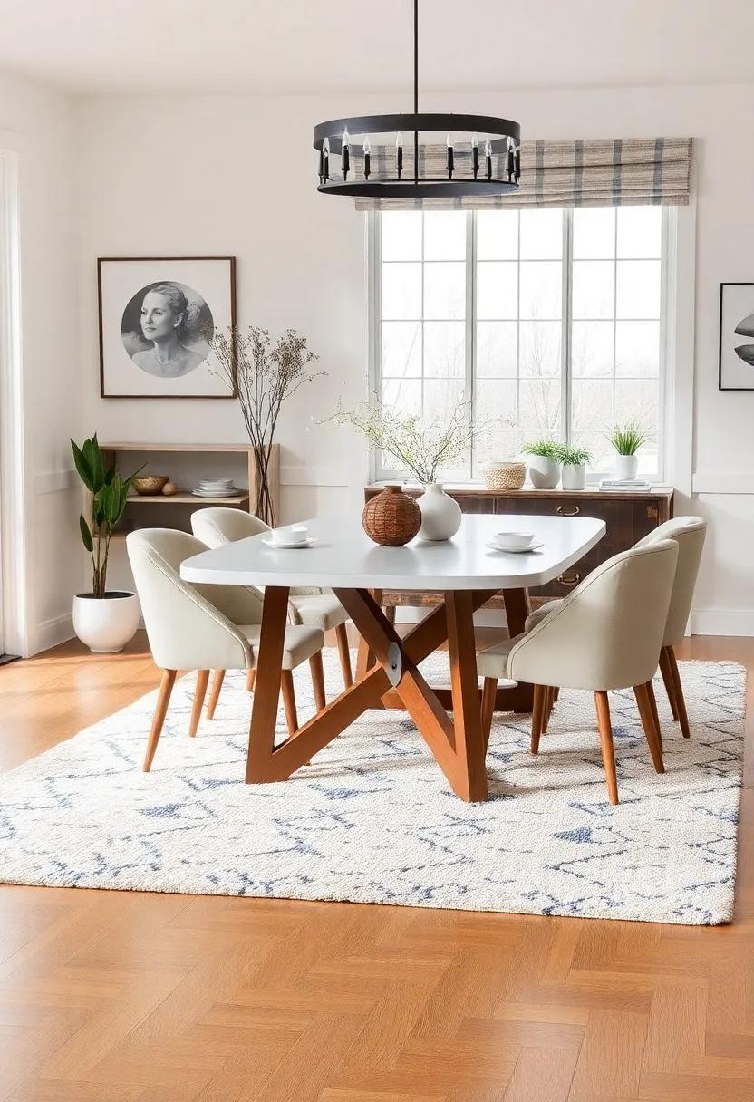 Soft ‍Rugs: Place a thick, soft area⁣ rug underneath your dining table ⁢to provide warmth underfoot and visually soften the space