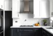 Striking Contrast: The Timeless Elegance of Black Kitchen Walls with White Cabinets