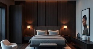 Transforming Serenity: Designing an Elegant Master Suite with Dark Wood and Mood Lighting