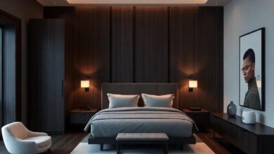 Transforming Serenity: Designing an Elegant Master Suite with Dark Wood and Mood Lighting