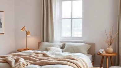 Embracing Cozy Elegance: The Warm Minimalist Scandinavian Bedroom with Wool Textiles