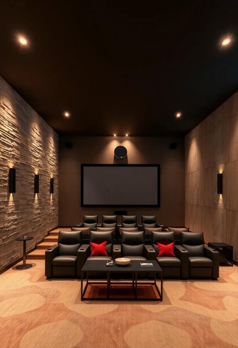 27 Opulent Luxury Home Theaters with Stunning Textured Wall Designs