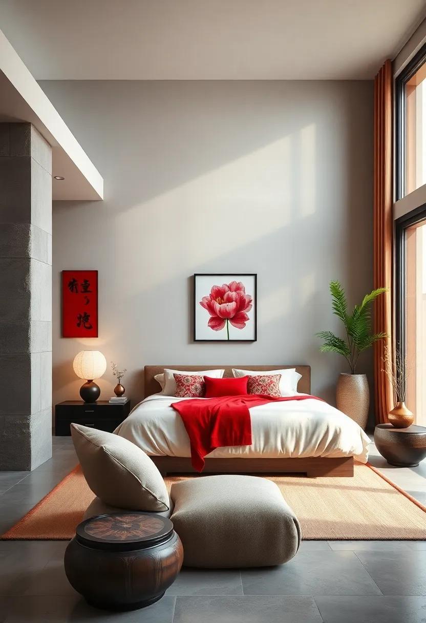 Embrace Tranquility: Designing a Zen-Inspired Bedroom with Red Accents and Feng Shui