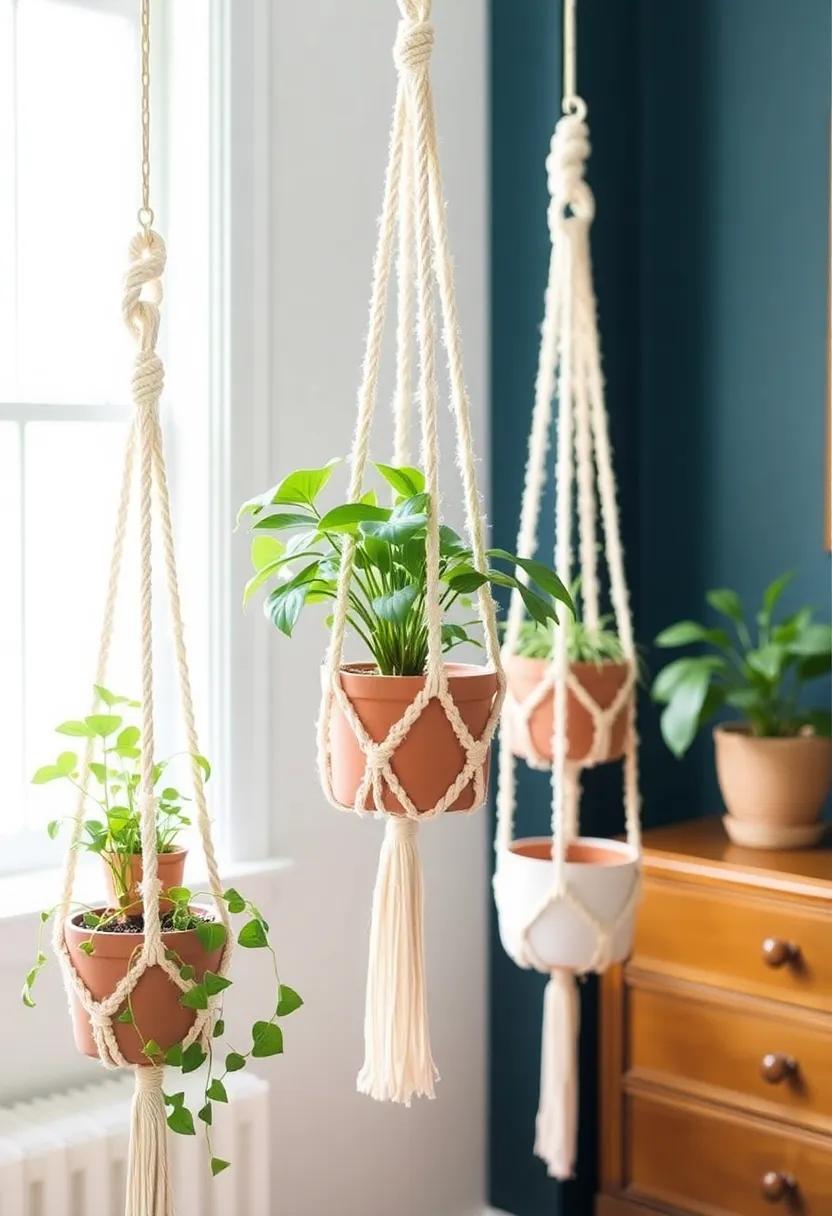 Add a⁢ Macramé⁤ Touch:‍ Hang plants in macramé holders from the ceiling or walls for a bohemian twist that echoes vintage flair