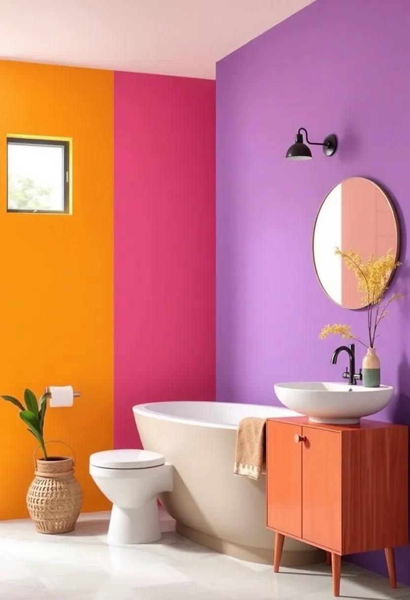 Bold and ⁤Bright Paint Colors - ⁤Don’t shy away from a bold ⁣paint color for⁢ your walls; choose​ vibrant‍ hues that energize and excite​ the atmosphere in your bathroom