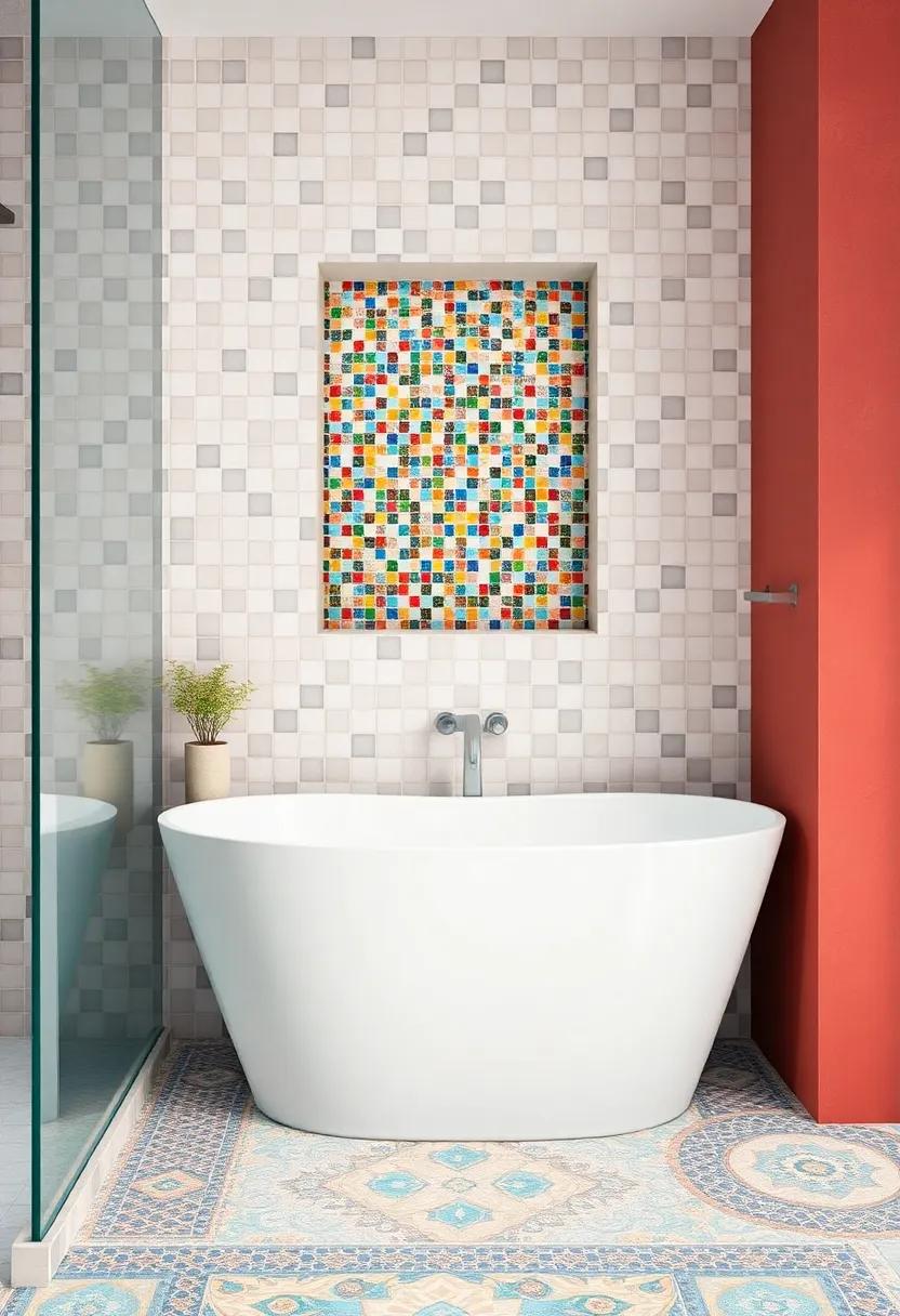 Colorful Mosaic Tile Accents - Incorporate colorful mosaic⁢ tiles in‌ unexpected​ places, like a ‍backsplash‌ or‍ shower niche, to bring ‍visual interest to your space