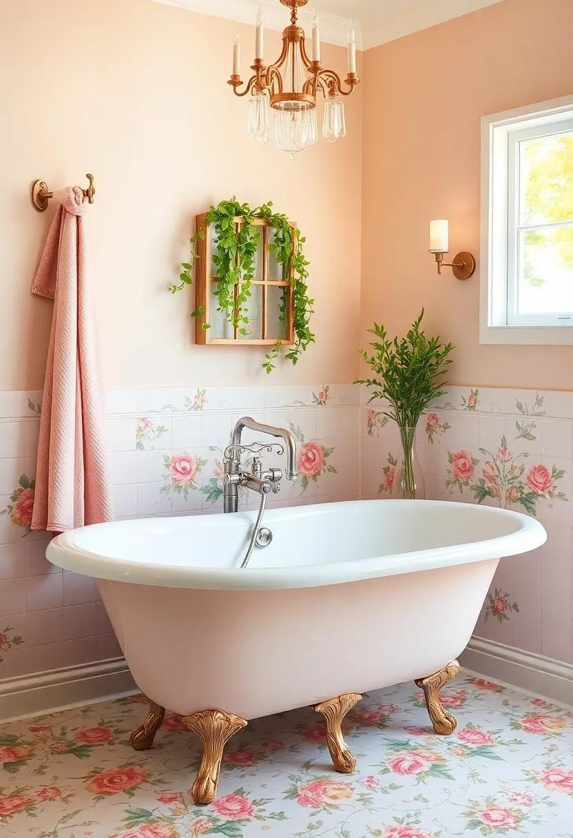 embrace ⁣Vintage Charm ⁢with a Clawfoot Bathtub - Transform ​your bathroom into a nostalgic retreat⁣ with an elegant‍ clawfoot⁣ tub,accented by⁢ pastel ⁢colors and floral patterns