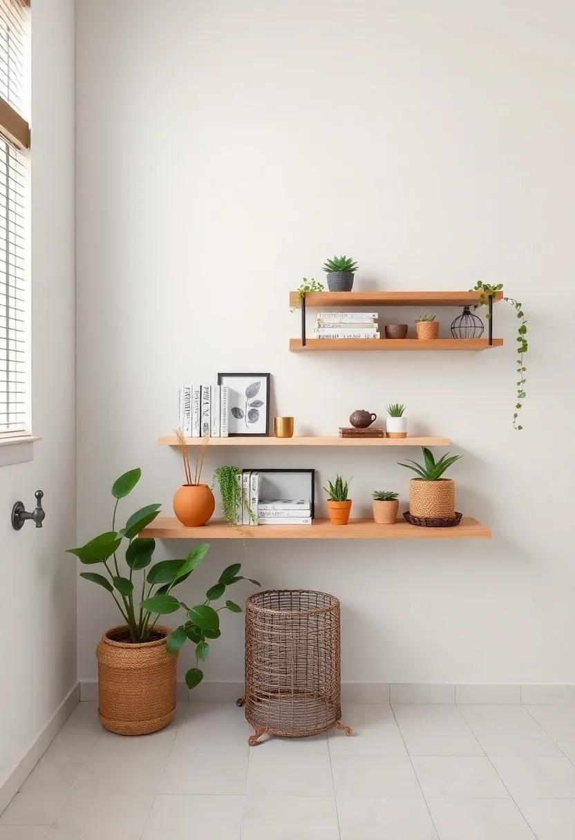 Floating ⁤shelves with Curated Displays⁣ - Install floating shelves to showcase​ a ⁤curated collection of decorative items,‍ books, and plants for an organized‌ yet artistic ‍touch