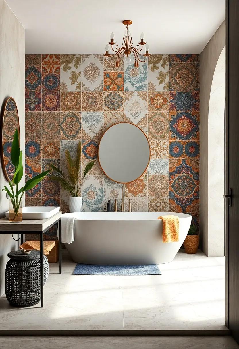 Mediterranean Vibes: Opt ‌for vibrant, patterned tiles inspired‌ by Mediterranean designs to create a lively and cultural atmosphere in ‍your bathroom