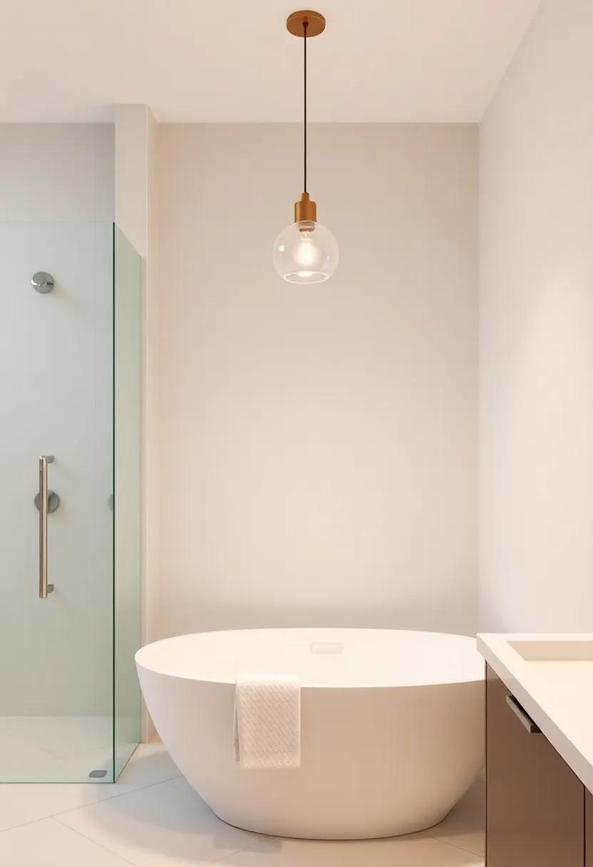 Add Soft⁤ Glow with Pendant Lights: Hang pendant lights ⁤at eye level for a ‍stylish, inviting glow that adds ​both vertical interest and a warm atmosphere to your bathroom
