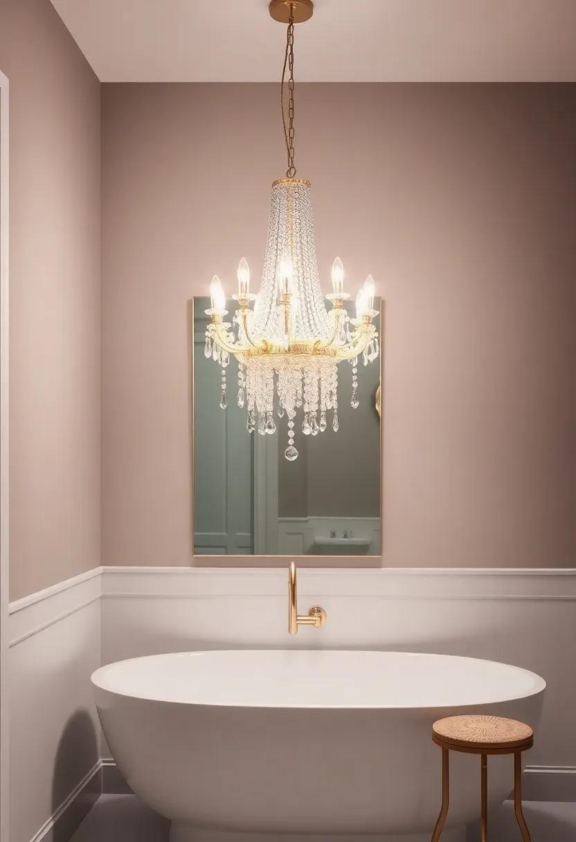 Make ⁤a Statement ​with a⁢ Chandelier: Elevate⁢ your bathroom’s ‌design ‍with ‌a‍ stunning chandelier ‍that combines ⁤glamour⁣ and ​sophistication, drawing​ the eye ​upward​ while‌ illuminating the space
