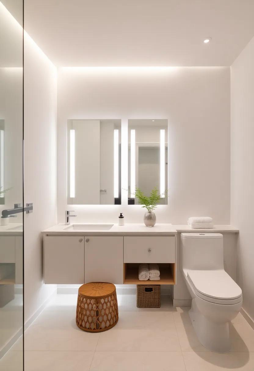 Utilize Backlighting‌ for a Modern Touch: Integrate⁤ backlit mirrors or‌ LED ‍strip lighting behind cabinetry ​for a​ contemporary​ vibe⁤ and a ‌magical glow that enhances nighttime routines