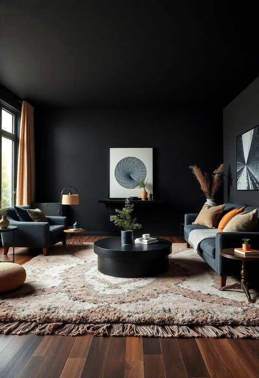 Seasonal Swaps: ‌Adapting a Black Living Room Across the Seasons