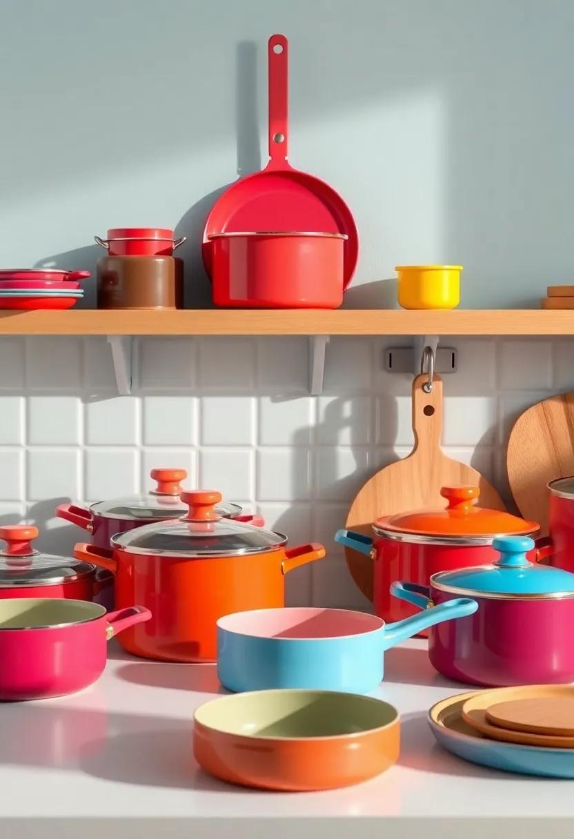 Colorful⁤ Cookware:⁣ Select ⁤lively pots and pans​ that not ⁤only serve a purpose but also add color to your kitchen display