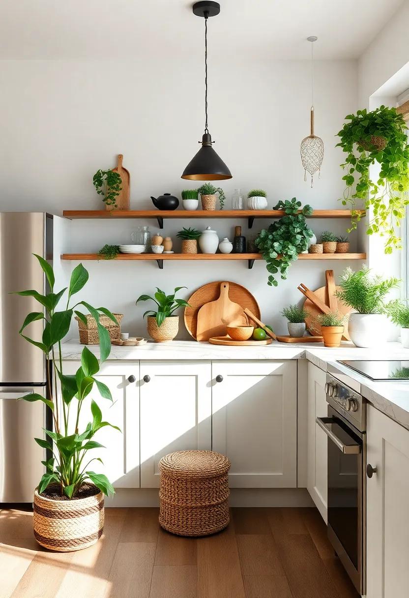Infuse Nature with Indoor ⁢Plants Creating​ a⁣ Serene ​and ​Lively bohemian Kitchen