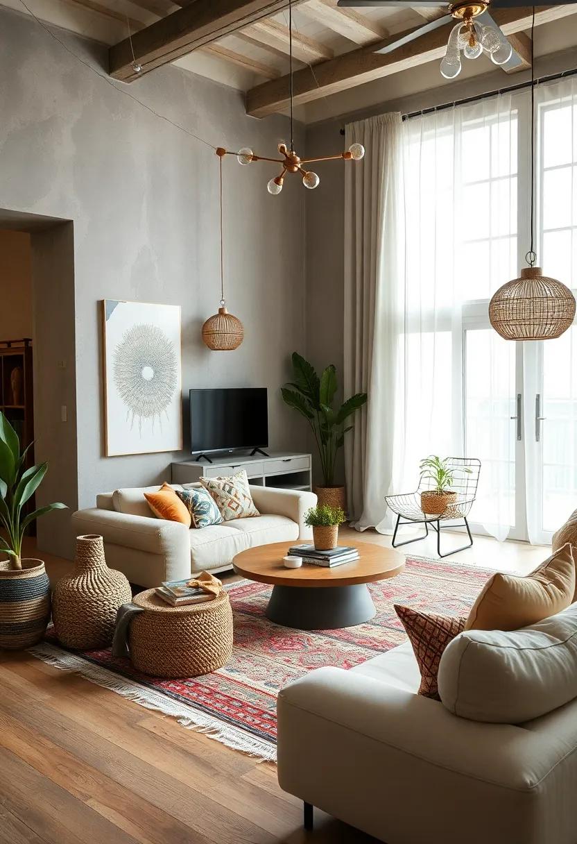 Infuse metallic accents, like brass or copper, to add a hint of sophistication amid the boho feel