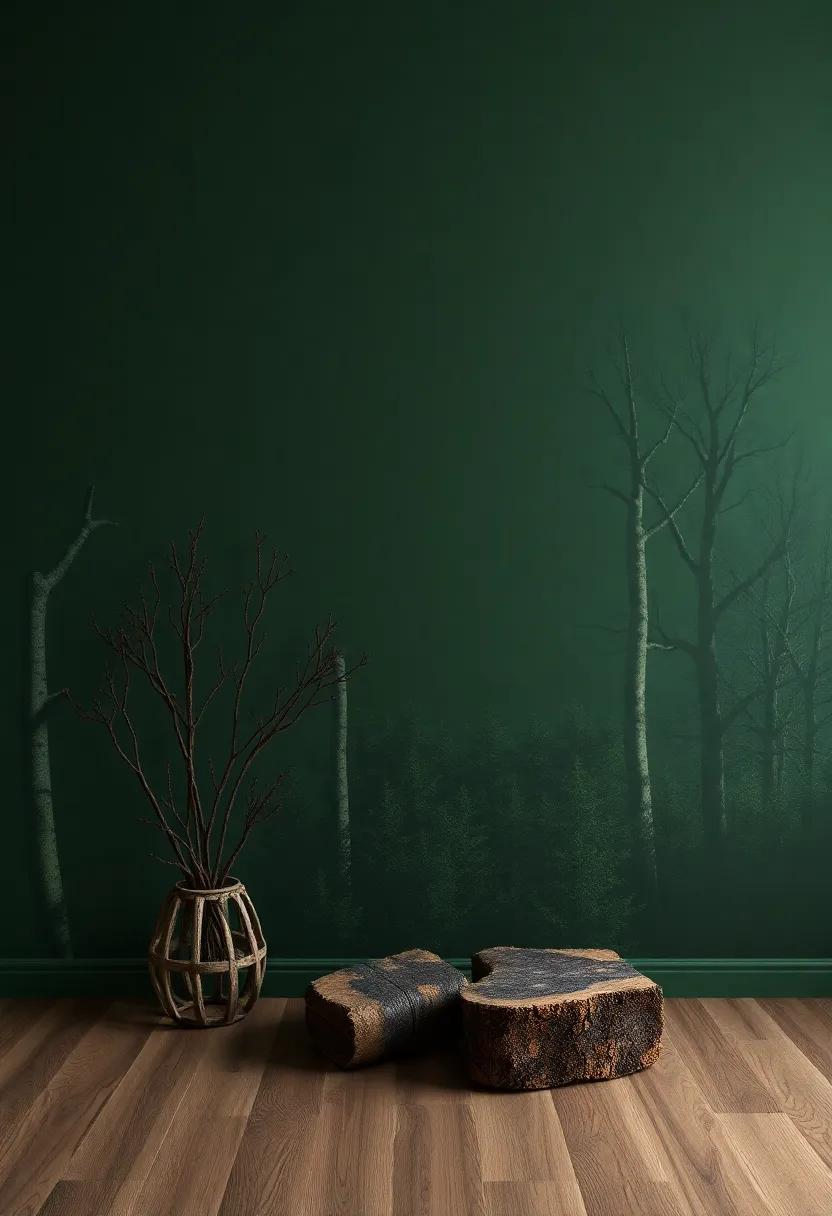 Mysterious‍ Woods: Dark Forest green and Rustic Brown for an Enchanted Forest ‍Element