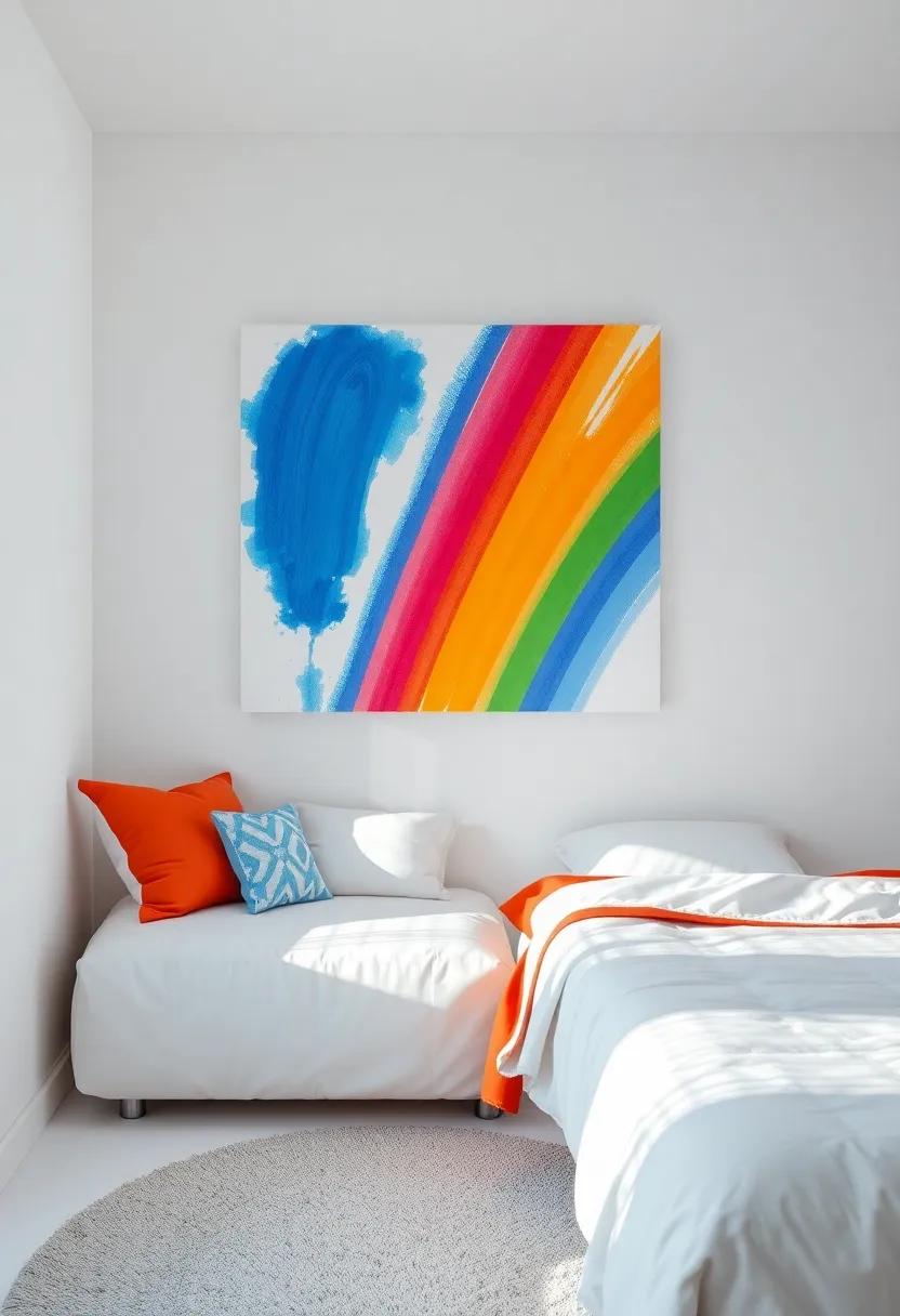 Artistry​ Abound: Canvas White ‍Teamed with Vivid Rainbow Accents for Creative⁢ Expression