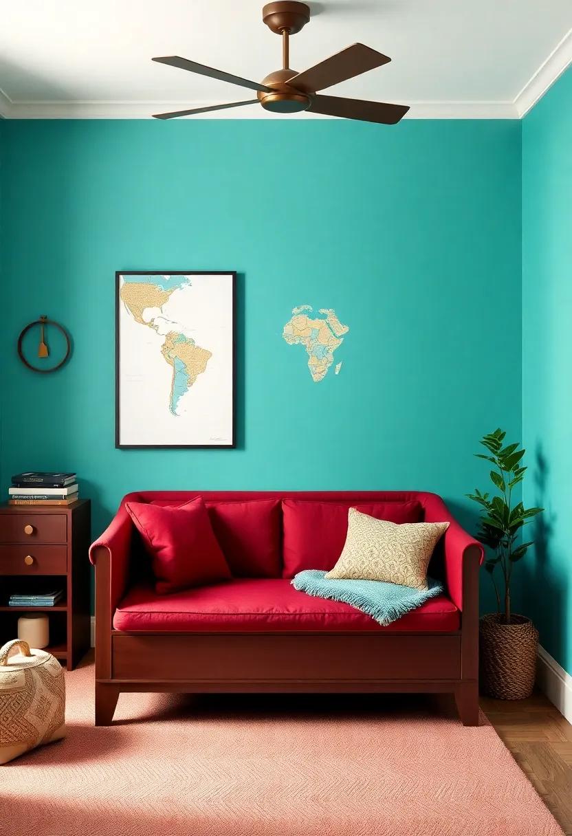 Globetrotter's Palette: Vibrant Turquoise and⁢ Rich Maroon for a Travel-inspired ‌Look