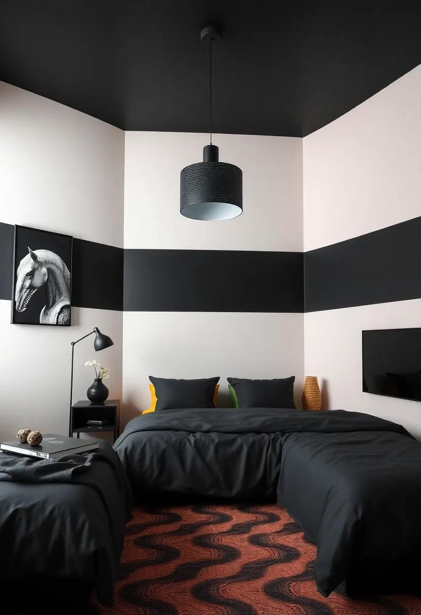 Graphical Play: Striking Black and Neon Colors​ Creating a High-Energy Design