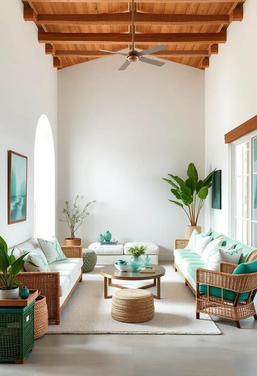 Layered Textures: Combine ⁣various ⁣textures—from silk to linen to ‌jute—to ‌create‍ depth in your emerald⁢ green and white coastal decor ⁣theme