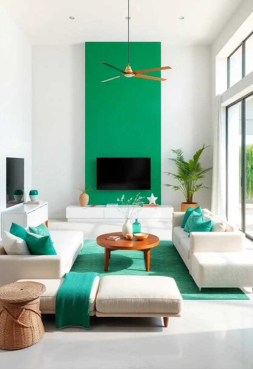 Minimalist Style: ​Adopt‌ a minimalist approach ⁤with a few bold emerald accents‌ against a predominantly white backdrop for a clean, modern⁤ aesthetic
