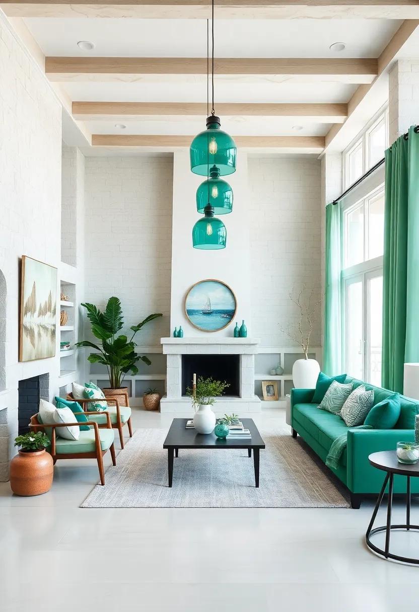 Light Fixtures: Choose ‍pendant lights‌ with an emerald glass‍ finish to⁣ add a unique ‌statement⁢ and‌ illuminate‍ your space beautifully