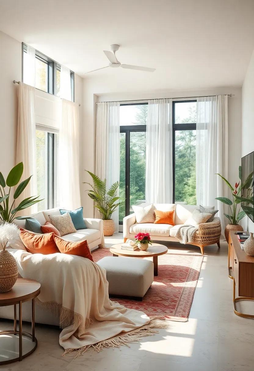 Flowing Fabrics: Incorporate flowy‌ throw ​blankets ⁣or curtains made from ​natural fabrics ‌like cotton or linen for a ​soft look