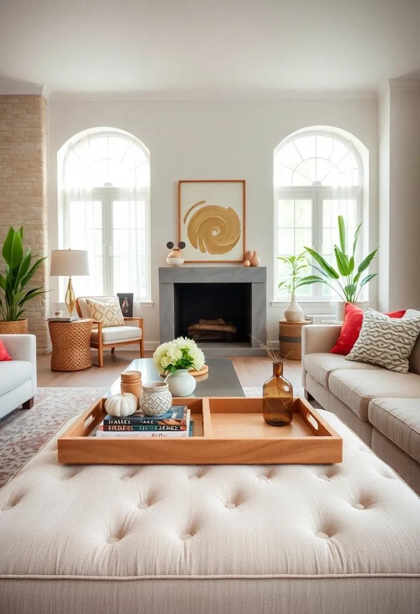 Decorative‍ Trays: ⁢Use decorative trays on ⁢coffee tables or ‍ottomans for a neat, organized, ⁢and stylish way to display small items