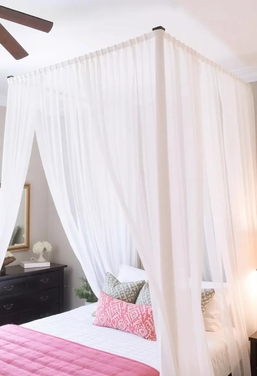 Canopy Bed Curtains: Install light, sheer curtain panels for the canopy that can ‍be drawn for privacy or left open ​for a breezy feel