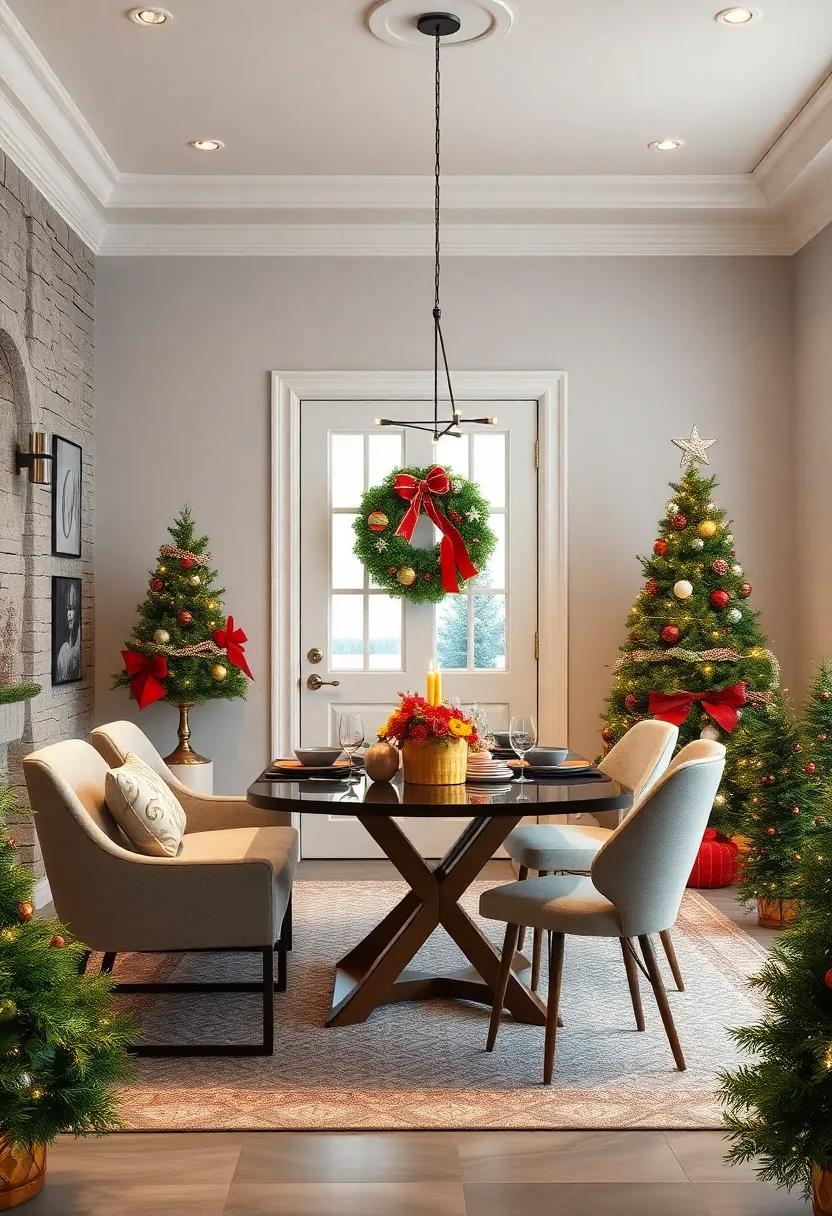 Wreath Decor: Hang a beautiful, decorated wreath on the dining room door or on ​the wall, ​welcoming guests with a⁣ touch of holiday ⁤cheer